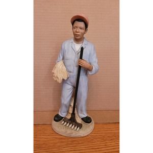 Vintage African American Farmer Harvest 10" Porcelain Homco‎ Ceramics figurine